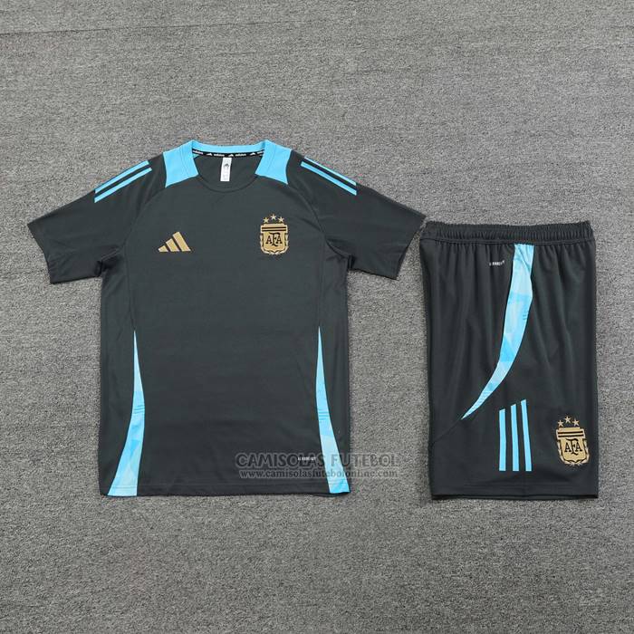 Fato de Treino Argentina Manga Curta 2024-2025 Cinza - Calcas Curta